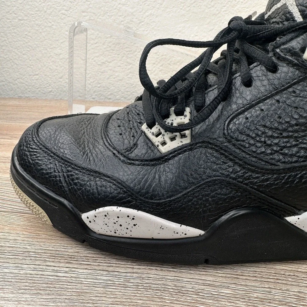 Jordan Sneakers Mens 10.5 Black Leather 4 Retro LS Oreo 2015